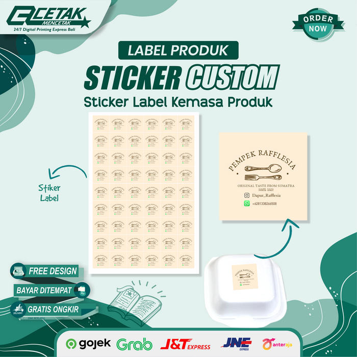 Jual Cetak Sticker Label Kemasan Produk Stiker Makanan Minuman Bahan ...