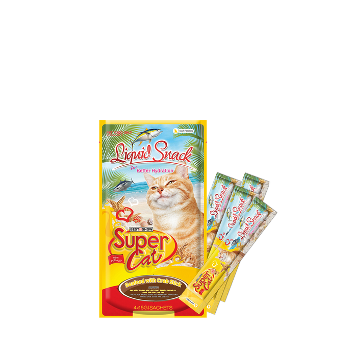 Gambar Supercat Liquid Snack Seafood w/ Crabstick 15gr/isi 4 sachet dari bestinshow.id Kota Administrasi Jakarta Utara Tokopedia