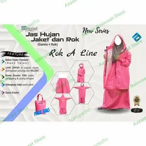 jas hujan gamis rok(setelan rok) taslan premium daun talas