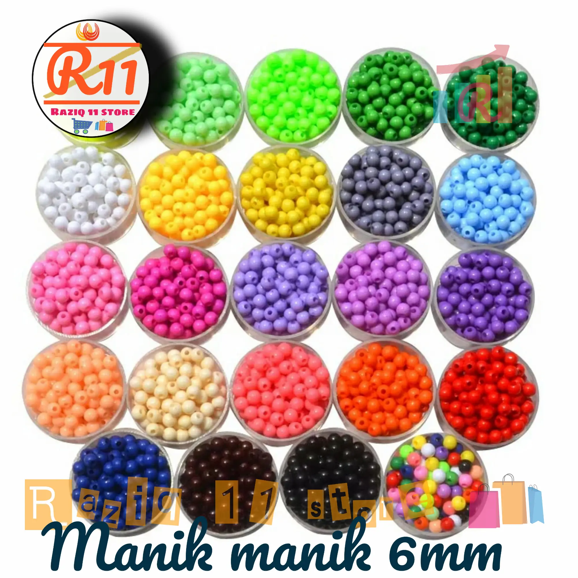 ( 20gram )Manik Mote Bulat Susu Bahan Akrilik Ukuran 6mm