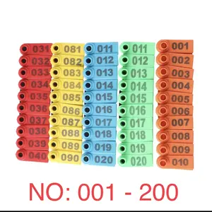 200 Pcs Tag Kuping Kambing Domba Sapi Hewan Ternak Ear Tags Sheep Goat Pig Eartags No: 001-200 Laser Type Copper Head Earrings Farm Animal Supplies Tracking