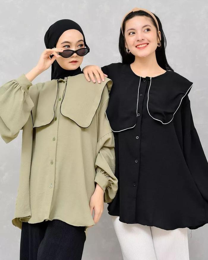 Gambar Atasan blouse wanita muslim terbaru ld 100 110 120 130 140 Kieva dari Maill Fashion Kota Bandung Tokopedia