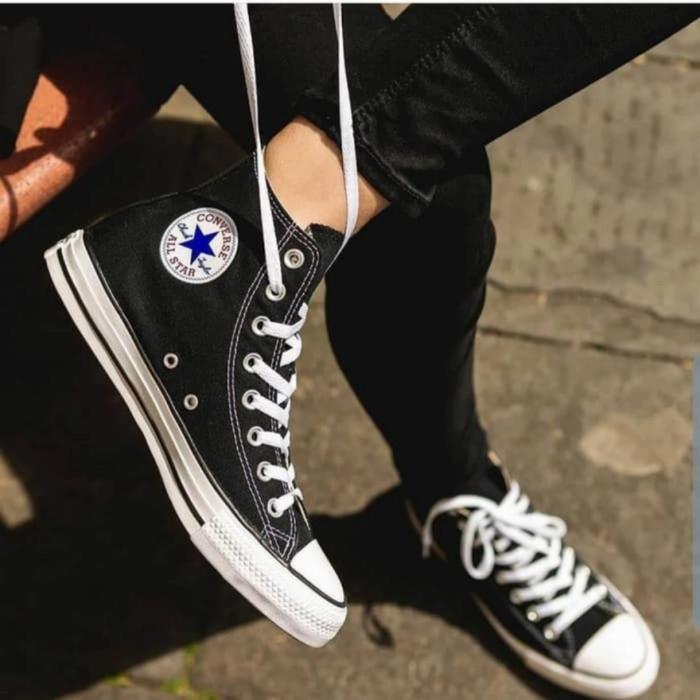 Gambar Sepatu converse original allstar hitam tinggi high + Box - Hitam, 36 dari Tiger Store 17 Kab. Tangerang Tokopedia