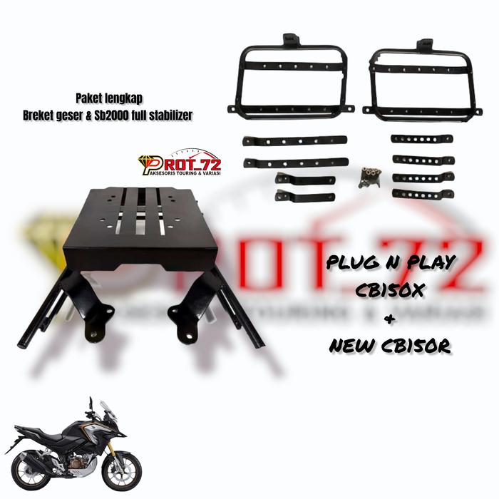 Gambar PAKET LENGKAP BREKET BOX GESER CB150X + SB2000 FULL STABILIZER dari Prot 72 Variasi Tegal Kab. Tegal Tokopedia