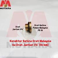 Gambar Reducer Konektor Sambungan Kuningan Drat Pompa Malaysia PB 16 ke 1/4" dari Toko Mutiara Teknik Kota Medan 2 Tokopedia
