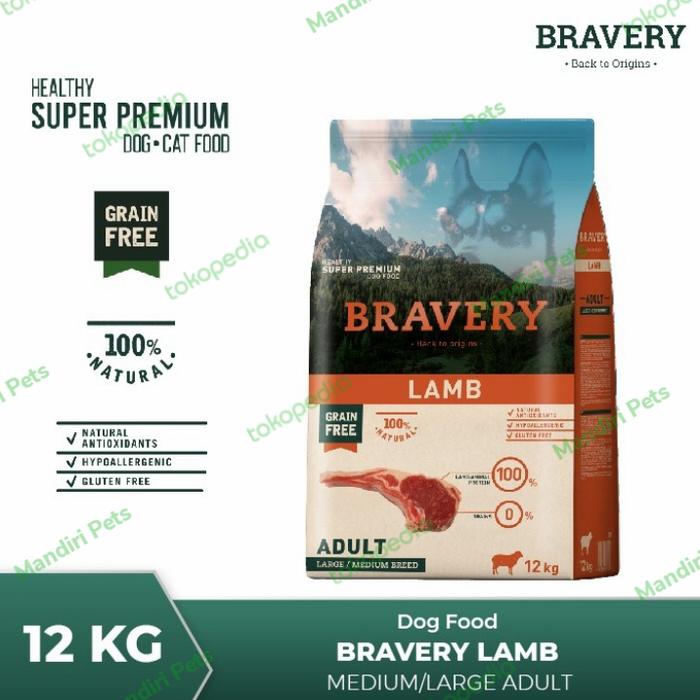 Gambar Bravery Medium & Large Breed Adult Dog Lamb Grain Free 12 kg dari Mandiri Pet Shop Kota Administrasi Jakarta Utara Tokopedia