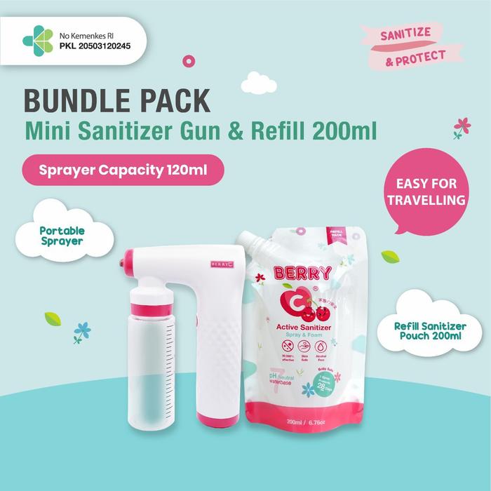 Gambar Berry C Mini Sanitizer Gun + Reffil Sanitizer 200Ml (012218) dari MaxcoBaby Shop Kota Makassar Tokopedia