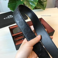 Gambar Ċöāĉħ Belt Leather With Embossed Pattern, Double Sided Black dari Lousiana Official Store Kota Tangerang 5 Tokopedia