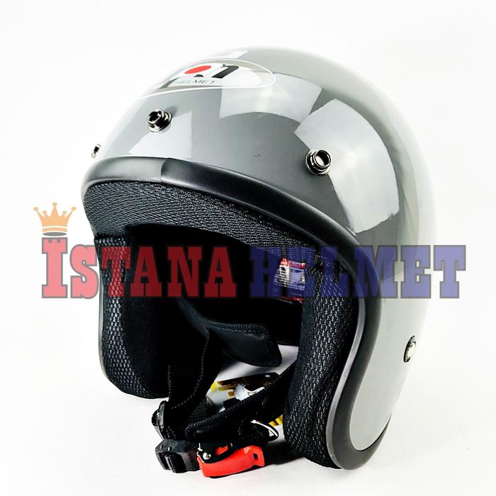 Gambar HELM BATOK JPN MODEL RETRO ARC MODERN GREY dari ISTANA HELMET Kota Bandung Tokopedia