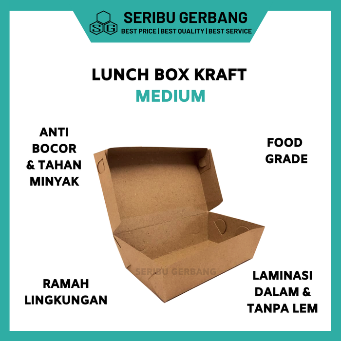 Gambar PAPER LUNCH BOX KRAFT COKLAT MEDIUM KEMASAN MAKANAN PACKAGING DUS ECO dari Seribu Gerbang Kota Tangerang Tokopedia