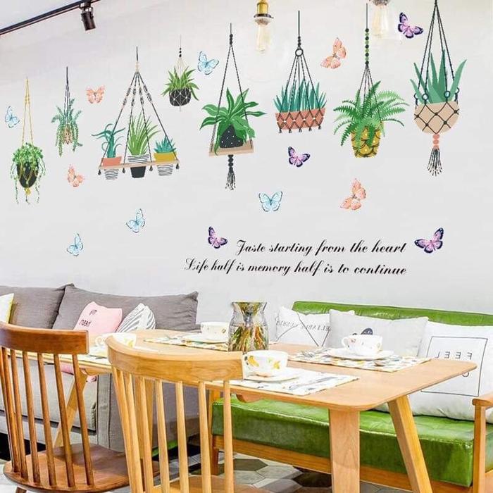 Gambar WALL STICKER STIKER DINDING SK9329 MUCH HANGING POTS POT GANTUNG LUCU dari DIO46 Kab. Gunungkidul Tokopedia