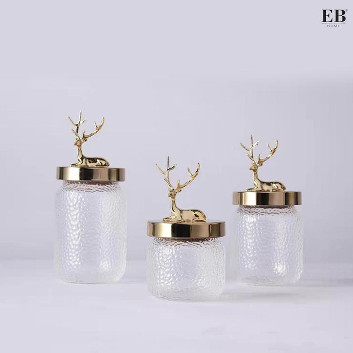 Gambar Pajangan Meja / Gold Deer Glass Jar Decorations EB Home 73/120-122 dari EB Home Decor & Living Kota Administrasi Jakarta Utara Tokopedia