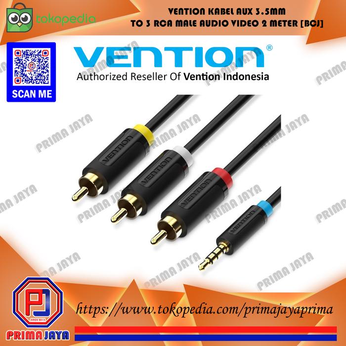 Gambar VENTION Kabel Aux 3.5mm Male to 3 RCA Male Audio & Video 2 M [BCJ] dari PrimaJaya Toko Kota Manado Tokopedia