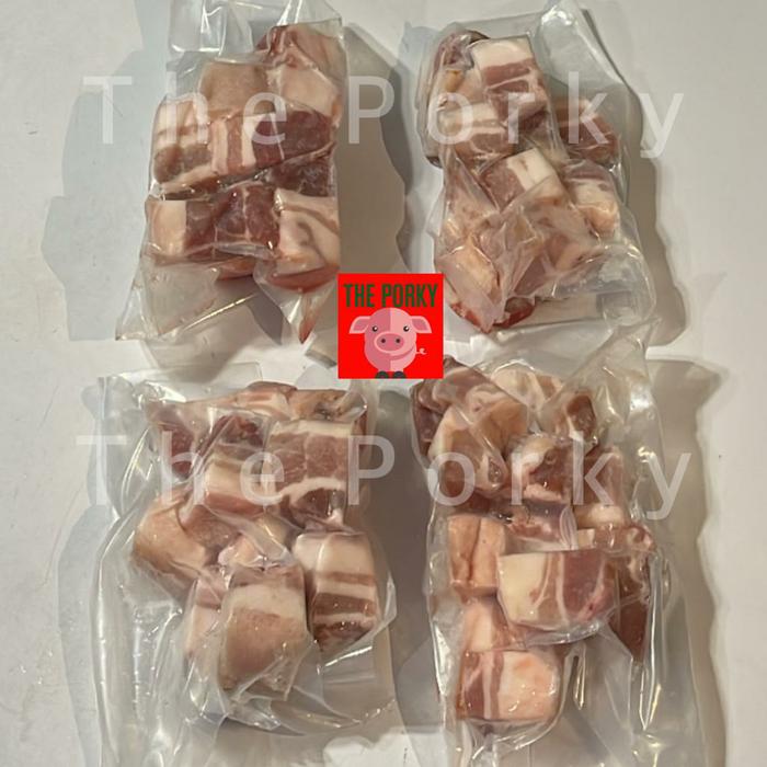Gambar PORK BELLY SKIN ON SAMCAN CUT CUBE DADU BABI BALI @ 500GRAM dari The Porky Kota Administrasi Jakarta Utara Tokopedia