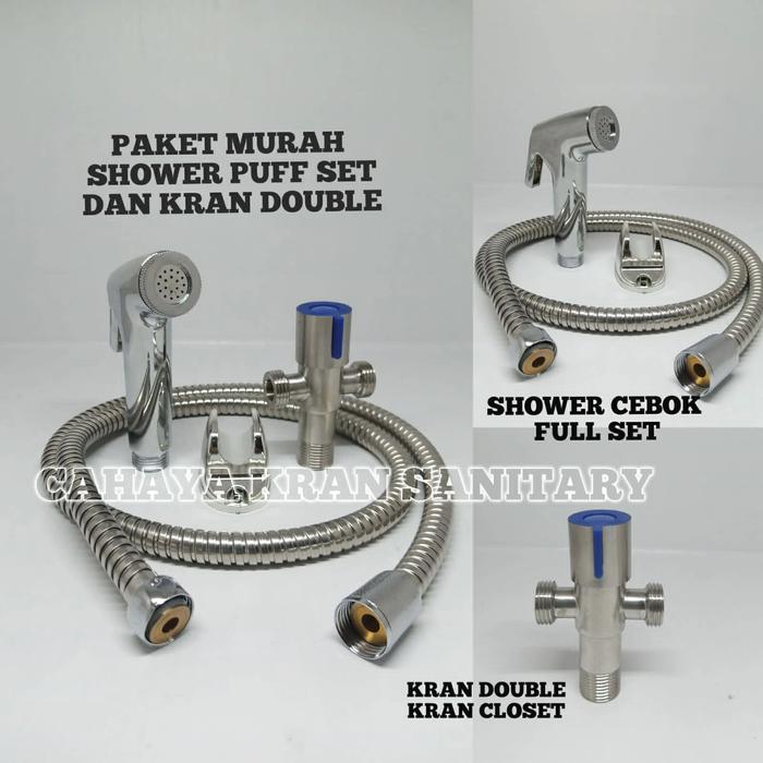 Gambar PAKET HEMAT SHOWER CEBOK LENGKAP MURAH/SHOWER JET FULL SET KRAN DOUBLE dari Hafidza Sanitary 88 Jakarta Barat Tokopedia