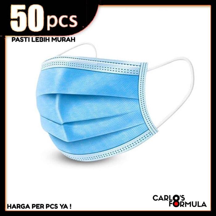 Gambar Masker 3 Ply 3Ply disposable Surgical mask Masker Bedah Earloop No Box Biru Karet dari Carlosformula Kota Surabaya Tokopedia