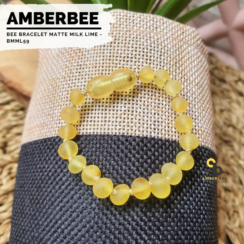 Gelang Amber Anak Matte Lemon Raw BMML59 By Amber Bee