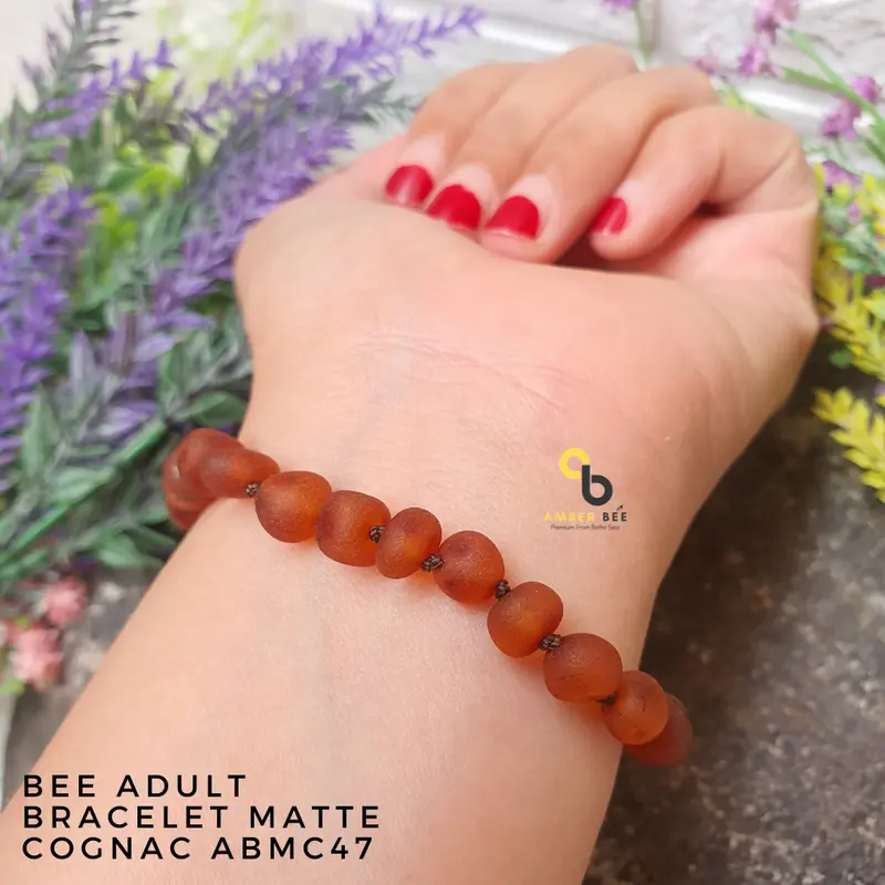 Gelang Amber Dewasa Premium Matte Cognac ABMC47 By Amber Bee