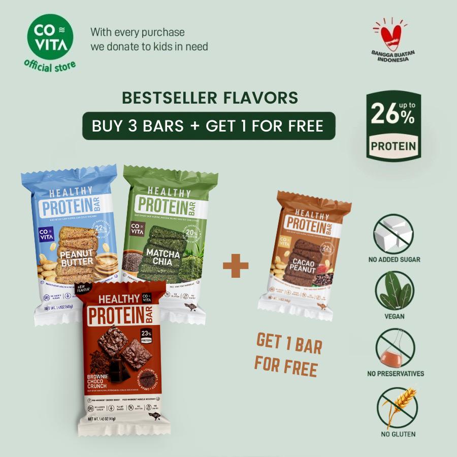 Bundle - Beli Bestseller Bars + 1 gratis - Covita Healthy Protein Bar