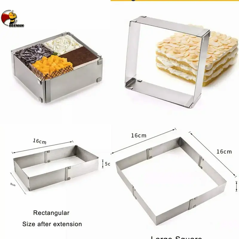 ADJUSTABLE SQUARE RECTANGLE BAKING PAN STAINLESS STEEL 0
