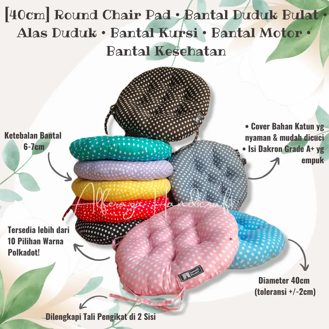 Bantal Duduk Bulat - Seri Polkadot