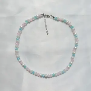 Kalung Manik-Manik Vintage - Baby Pearl Pinkblue / beaded necklace