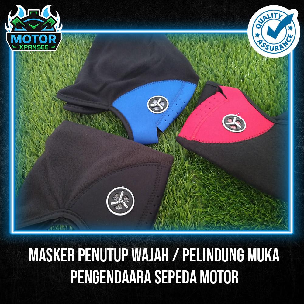 Masker Penutup Wajah / Pelindung Muka Pengendaara Sepeda Motor - Merah Hitam
