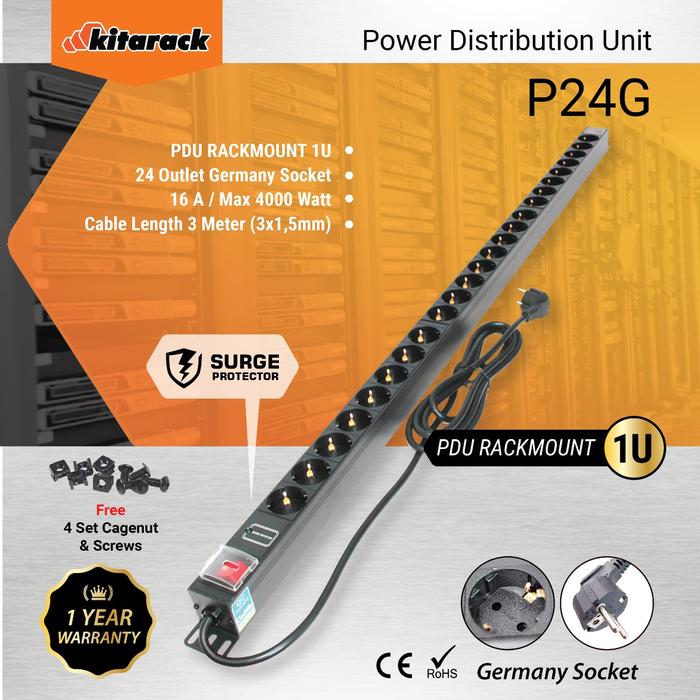 Jual P24G - PDU Rackmount 1U 24 Outlet Germany Socket 19