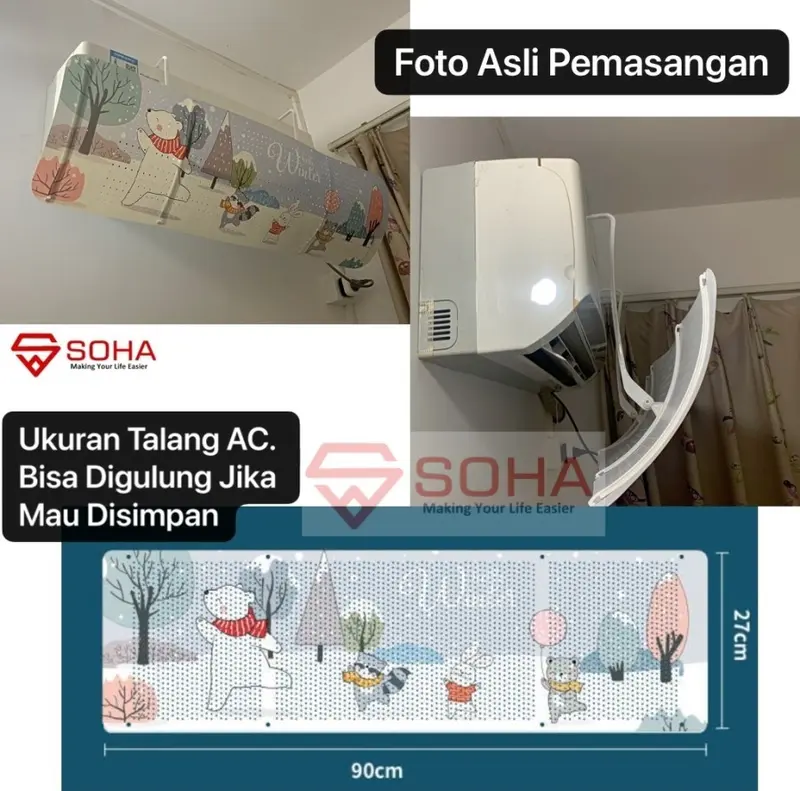 ART-032 Talang AC Reflektor Penutup penahan hembusan Angin air Screen 7