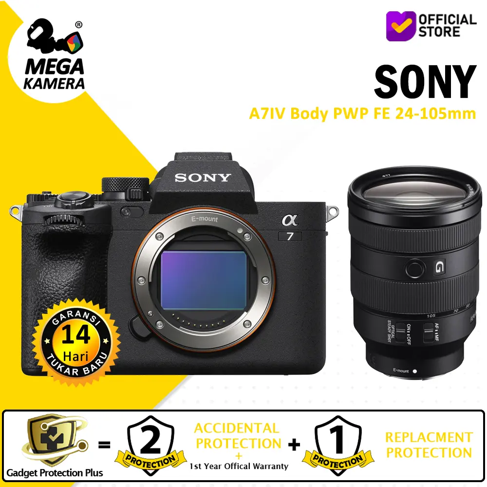 Sony Alpha A7IV a7 IV Mirrorless 7 Mark4 Camera + Lensa FE 24-105mm F4 G OSS