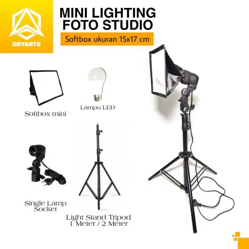 1 SET PAKET MINI SOFTBOX 15 X 17 CM + TRIPOD 1 M + LAMPU LED LIGHTING