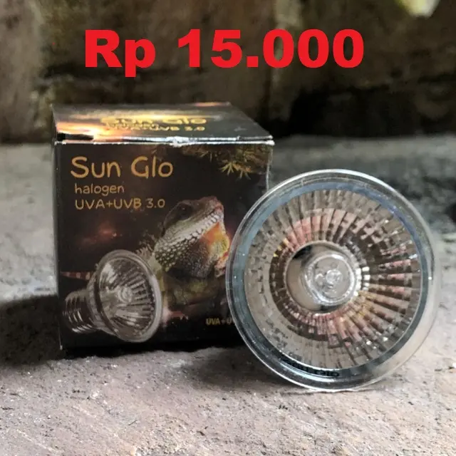 25w Sun Glo Halogen Reptile UVA UVB Lampu Pemanas Penghangat Kandang