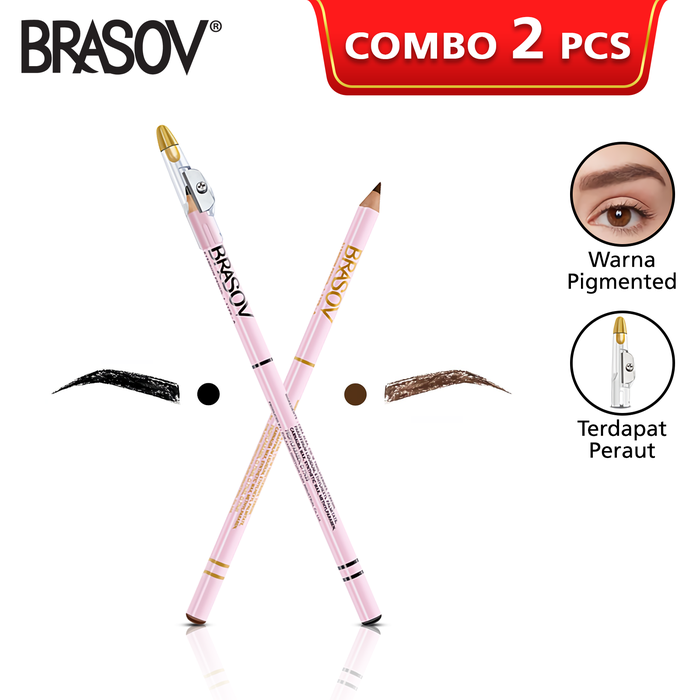 Gambar BRASOV Pensil Alis Type A Dengan Serutan 2 In 1 2.9G 2 Pcs Eyebrow Pencil Pigmented Natural XX-CT dari BRASOV Indonesia Kota Administrasi Jakarta Barat Tokopedia