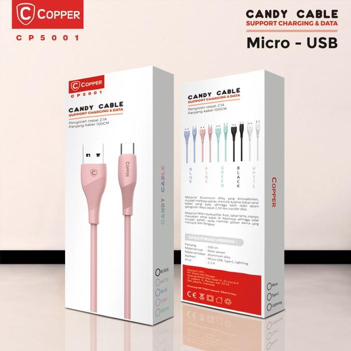 Gambar COPPER Kabel Data Candy CP5001 | Quick Charging - Lightning - Hitam dari Copper Samarinda Official Kota Samarinda Tokopedia