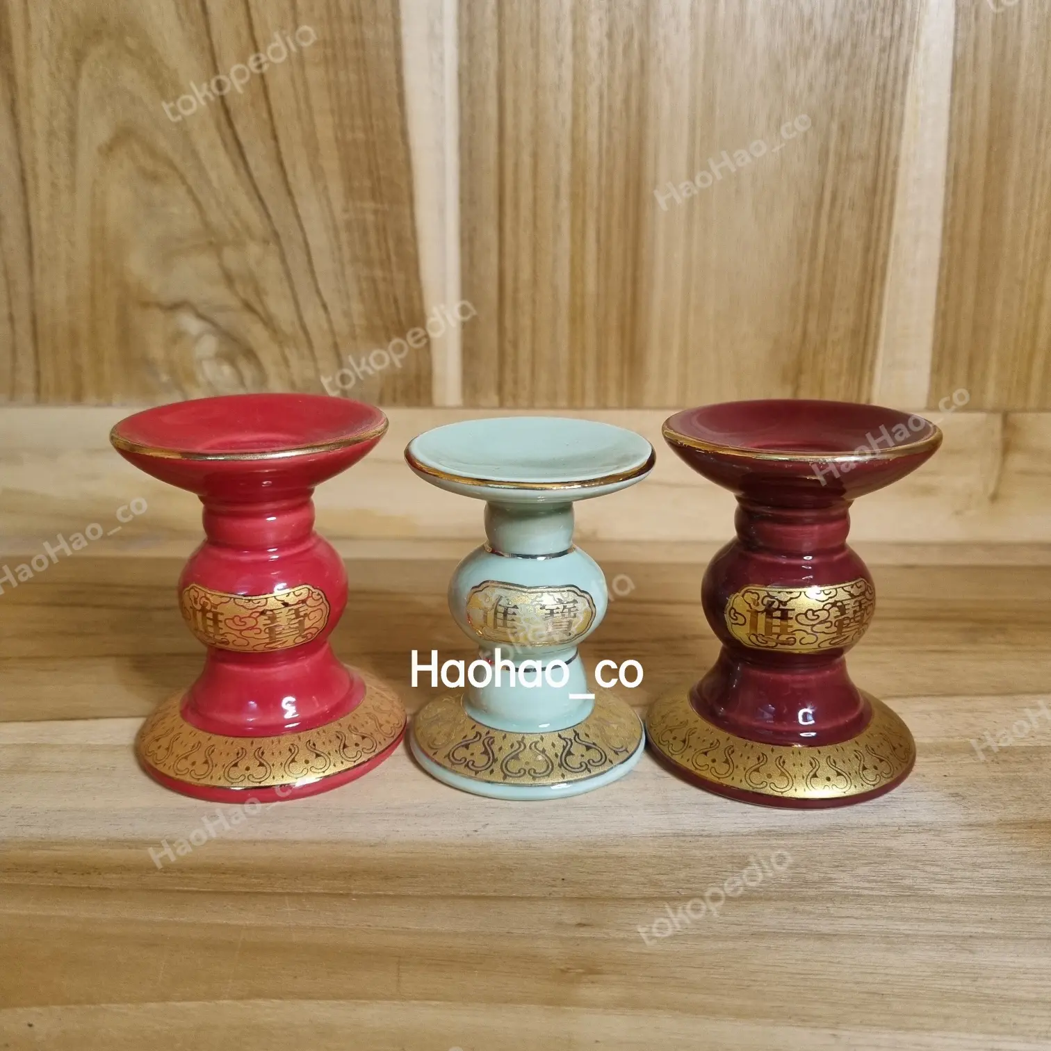 Kaki Lilin Keramik Tulisan Ukuran Kecil / Rendah ( Sepasang )