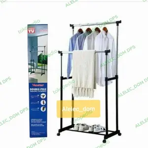 Jemuran Baju Double Rod Rak Baju Double pole