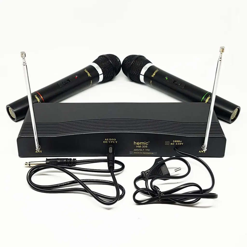 Microphone HOMIC HM-306 Wireless Double Mikrofon mic tanpa kabel