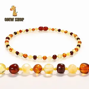 Kalung Amber Bayi Pereda Nyeri Tumbuh Gigi Bayi Raw Multicolor 33cm