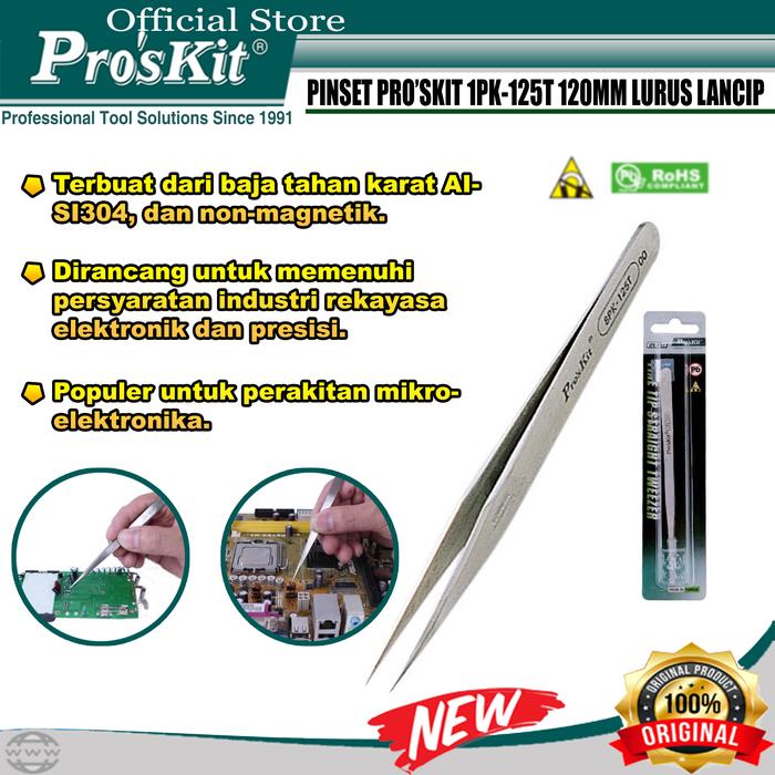 Gambar Pinset PRO'SKIT 1PK-125T 120MM Lurus Lancip ORIGINAL dari Pro'sKit Kota Tangerang Tokopedia