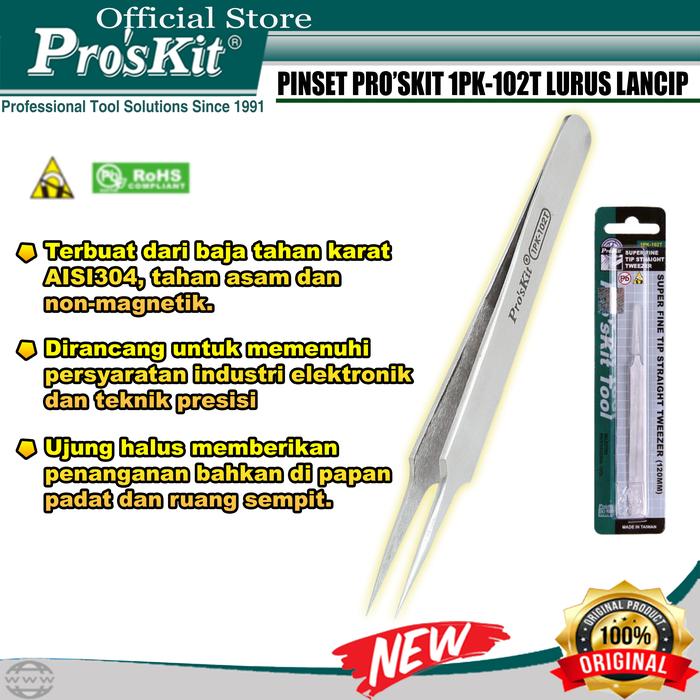 Gambar PINSET PRO'SKIT 1PK-102T 120MM LURUS LANCIP ORIGINAL Pinset Proskit dari Pro'sKit Kota Tangerang Tokopedia