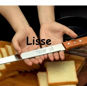 Bread Knife Pisau Pemotong Roti Tawar Gerigi Halus Kue Panjang GG kayu