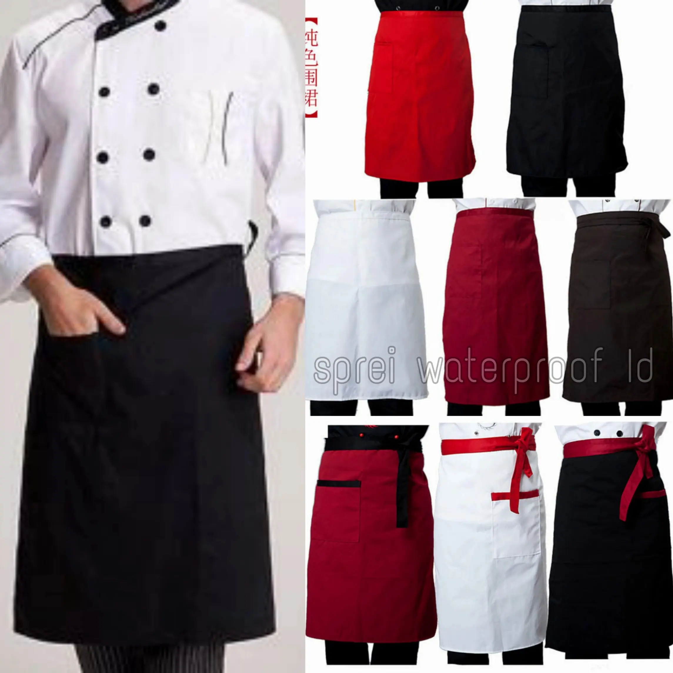 Termurah Apron Chef Celemek Koki Half Setengah Badan Bahan Import