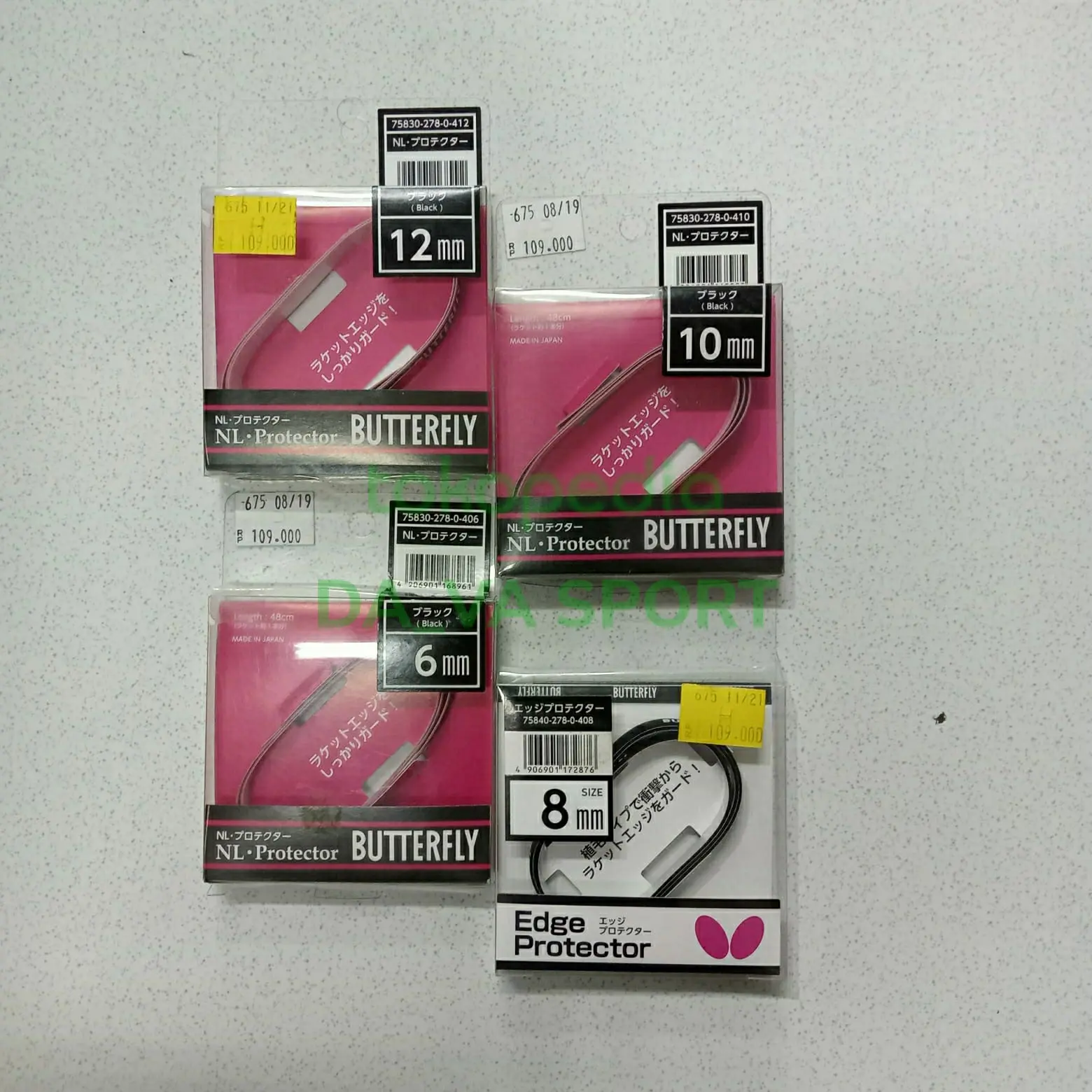 side tape bat pingpong butterfly 6/8/10/12 mm