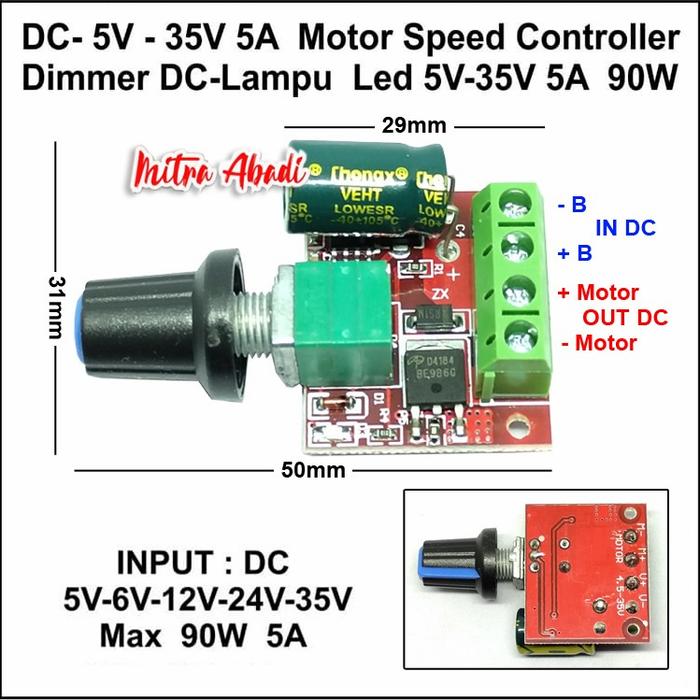 Gambar Speed Controller/PWM DC/Dimmer DC 5V-35V 5A dari Mitra Abadi Official_NEW Kota Administrasi Jakarta Barat Tokopedia