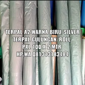 terpal tipis a2 warna biru silver roll 2 x100 murah