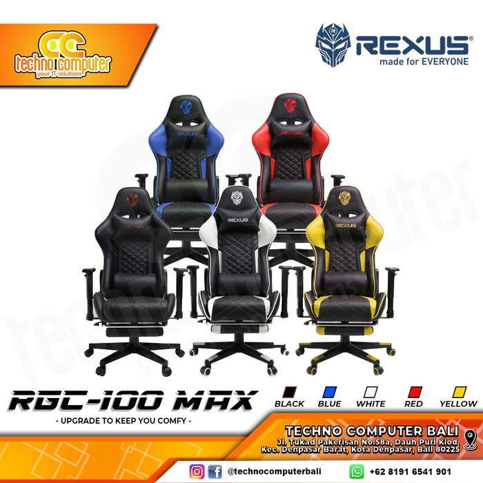 Gambar KURSI GAMING REXUS RGC-100 MAX GAMING CHAIR Footrest 2D Armrest dari Techno Computer Bali Kota Denpasar Tokopedia