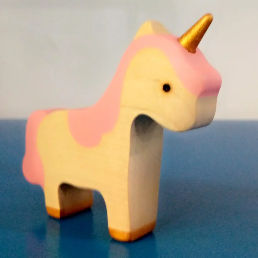 Wooden Baby Unicorn Horse Kuda Animal Kayu Europe Mikheev toy Pink