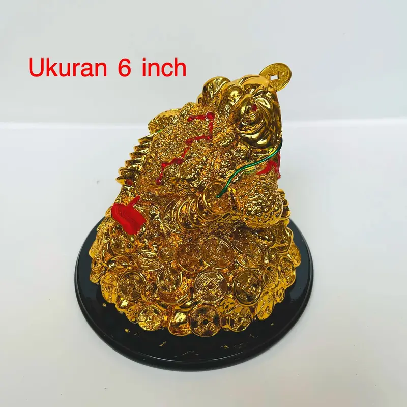 Kodok emas kodok gigit koin mutiara besar 6inch 0