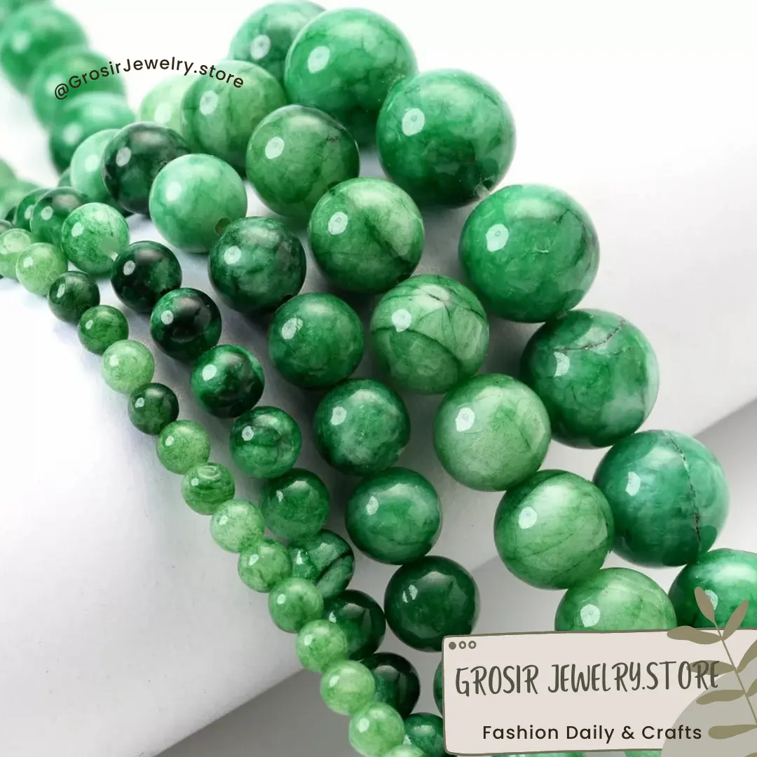 Grosir - Batu Alam Giok Salju/ Giok Snow Ice Round Bead Stone