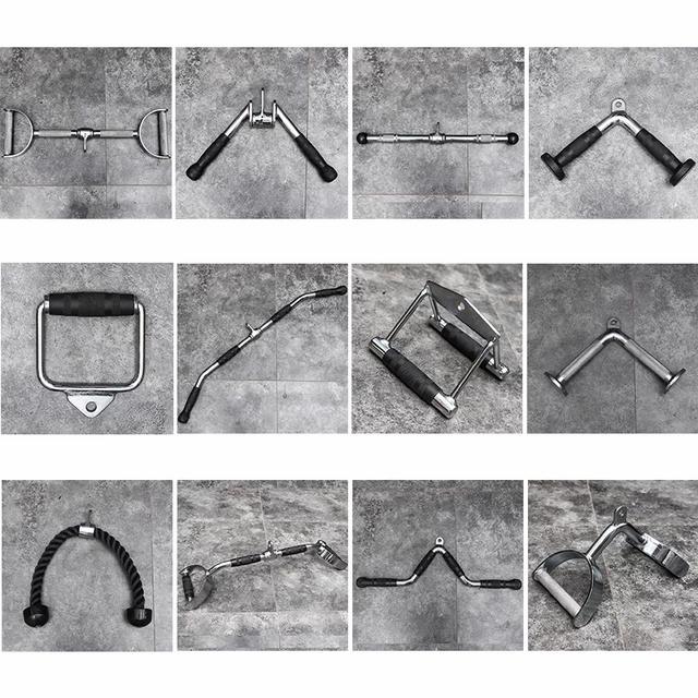 Handle Gym Lat Pull Down Bar - Curl W Bar - D Handle Tricep Bicep Bar 3